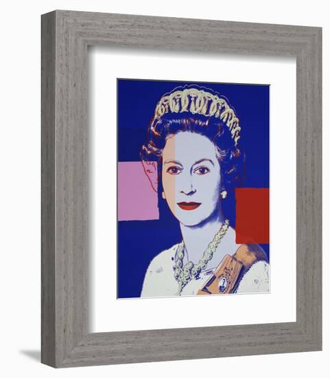 Reigning Queens: Queen Elizabeth II of the United Kingdom, 1985 (blue)-Andy Warhol-Framed Art Print