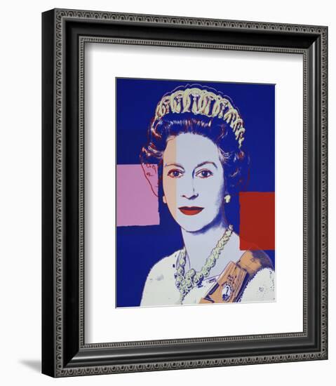 Reigning Queens: Queen Elizabeth II of the United Kingdom, 1985 (blue)-Andy Warhol-Framed Art Print