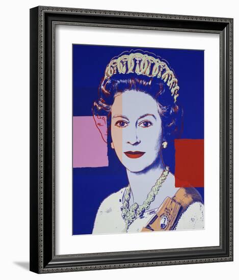 Reigning Queens: Queen Elizabeth II of the United Kingdom, 1985 (blue)-Andy Warhol-Framed Art Print