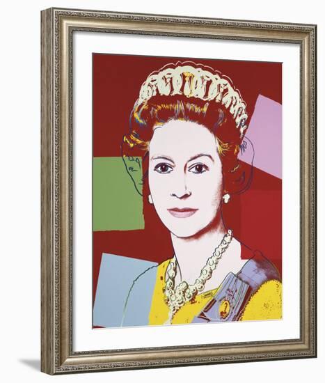 Reigning Queens: Queen Elizabeth II of the United Kingdom, 1985 (dark outline)-Andy Warhol-Framed Art Print