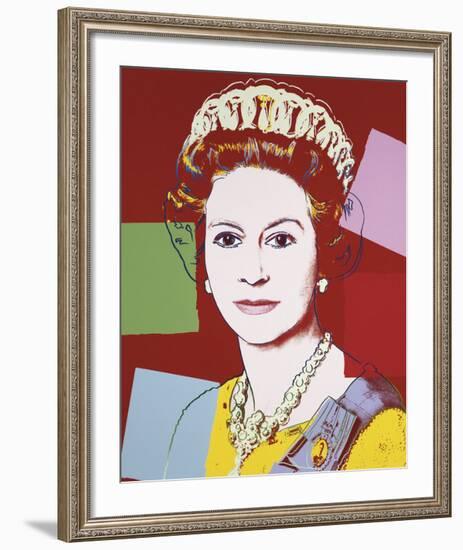 Reigning Queens: Queen Elizabeth II of the United Kingdom, 1985 (dark outline)-Andy Warhol-Framed Art Print