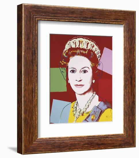 Reigning Queens: Queen Elizabeth II of the United Kingdom, 1985 (dark outline)-Andy Warhol-Framed Art Print