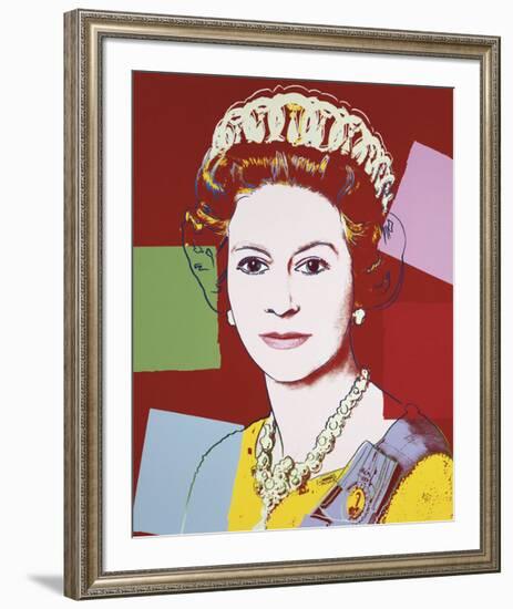 Reigning Queens: Queen Elizabeth II of the United Kingdom, c.1985 (Dark Outline)-Andy Warhol-Framed Giclee Print