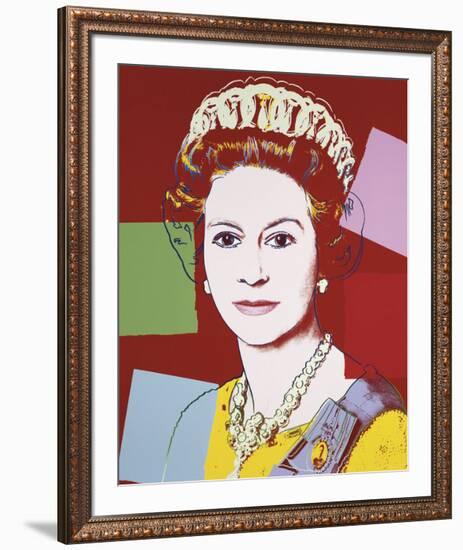 Reigning Queens: Queen Elizabeth II of the United Kingdom, c.1985 (Dark Outline)-Andy Warhol-Framed Giclee Print