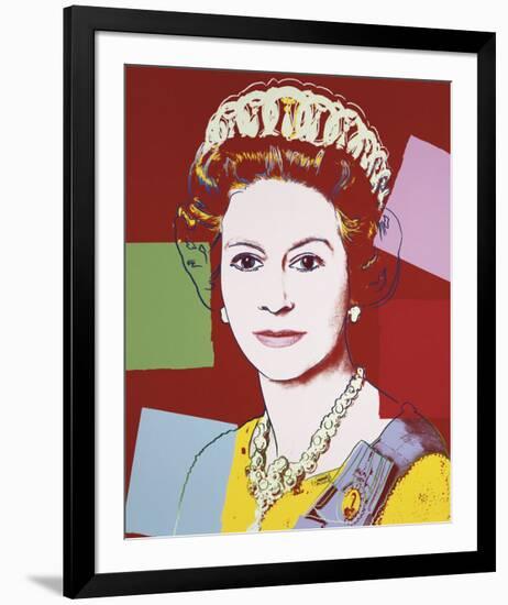 Reigning Queens: Queen Elizabeth II of the United Kingdom, c.1985 (Dark Outline)-Andy Warhol-Framed Giclee Print