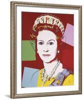 Reigning Queens: Queen Elizabeth II of the United Kingdom, c.1985 (Dark Outline)-Andy Warhol-Framed Giclee Print