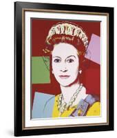 Reigning Queens: Queen Elizabeth II of the United Kingdom, c.1985 (Dark Outline)-Andy Warhol-Framed Giclee Print