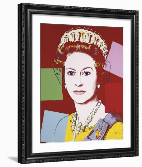 Reigning Queens: Queen Elizabeth II of the United Kingdom, c.1985 (Dark Outline)-Andy Warhol-Framed Giclee Print