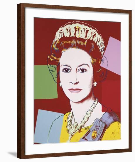 Reigning Queens: Queen Elizabeth II of the United Kingdom, c.1985 (Dark Outline)-Andy Warhol-Framed Giclee Print