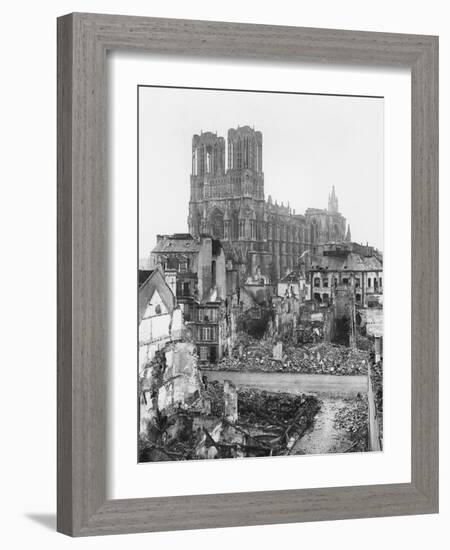 Reims Cathedral after the German Retreat, 1918-Jacques Moreau-Framed Photographic Print