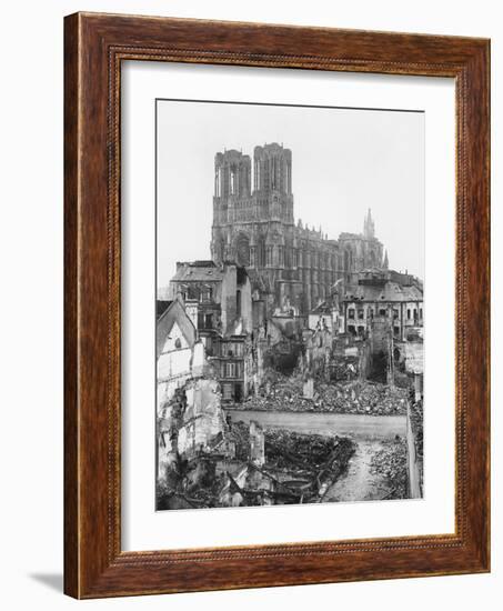 Reims Cathedral after the German Retreat, 1918-Jacques Moreau-Framed Photographic Print