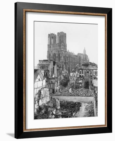 Reims Cathedral after the German Retreat, 1918-Jacques Moreau-Framed Photographic Print