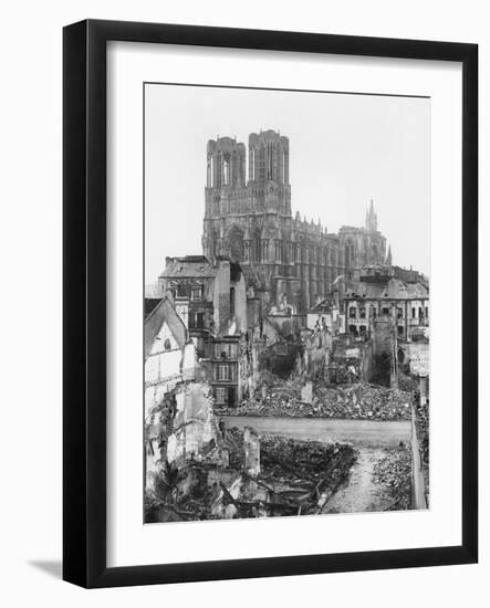 Reims Cathedral after the German Retreat, 1918-Jacques Moreau-Framed Photographic Print