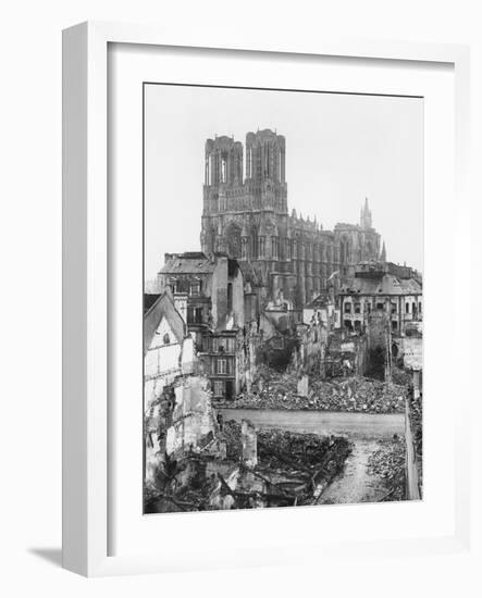 Reims Cathedral after the German Retreat, 1918-Jacques Moreau-Framed Photographic Print