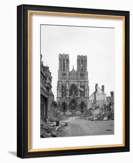 Reims Cathedral after the German Retreat, 1918-Jacques Moreau-Framed Giclee Print