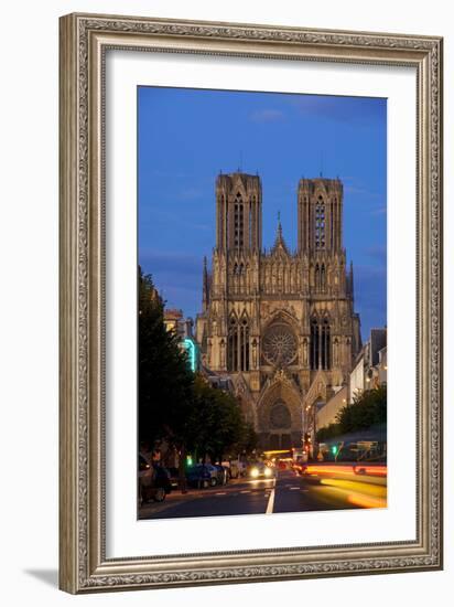 Reims Cathedral at dusk in Champagne France-Charles Bowman-Framed Photographic Print