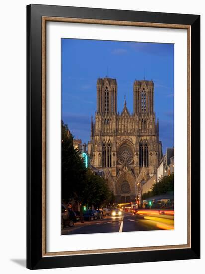 Reims Cathedral at dusk in Champagne France-Charles Bowman-Framed Photographic Print