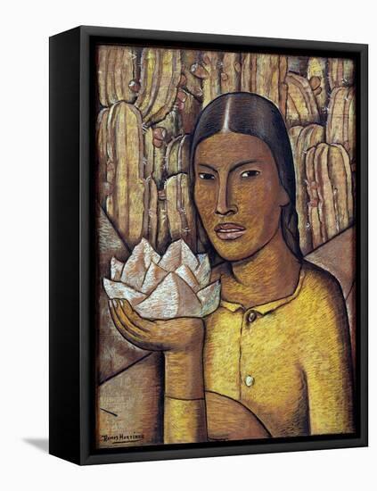 Reina Xochtl (Gouache on Newspaper)-Alfredo Ramos Martinez-Framed Premier Image Canvas