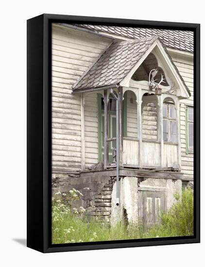 Reindeer Horns above Abandon House, Vic and Gudvagen, Norway-Russell Young-Framed Premier Image Canvas