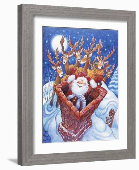 Reindeer Watch Santa Slide Down Chimney-Bill Bell-Framed Giclee Print