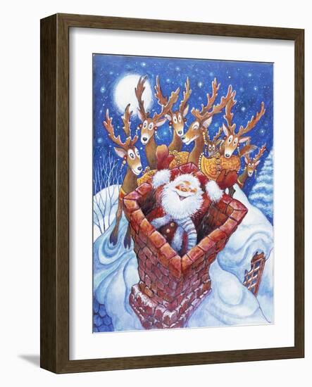 Reindeer Watch Santa Slide Down Chimney-Bill Bell-Framed Giclee Print