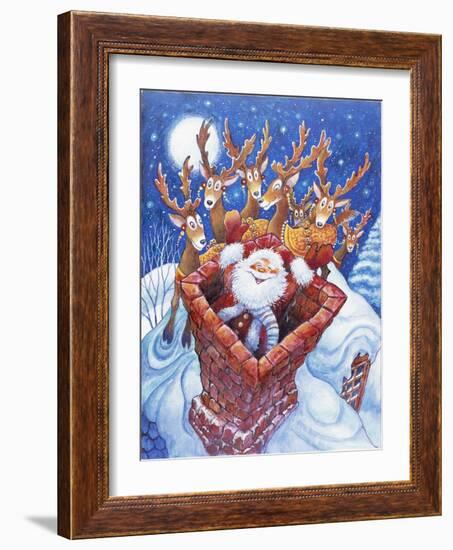 Reindeer Watch Santa Slide Down Chimney-Bill Bell-Framed Giclee Print