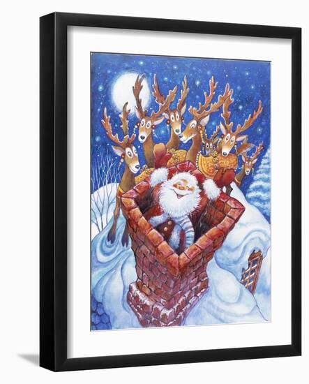 Reindeer Watch Santa Slide Down Chimney-Bill Bell-Framed Giclee Print