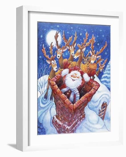 Reindeer Watch Santa Slide Down Chimney-Bill Bell-Framed Giclee Print