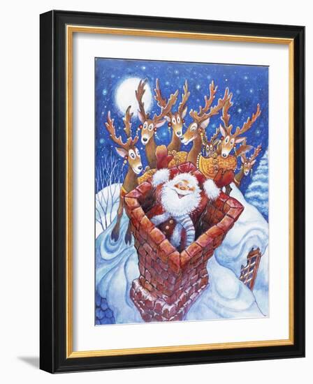 Reindeer Watch Santa Slide Down Chimney-Bill Bell-Framed Giclee Print