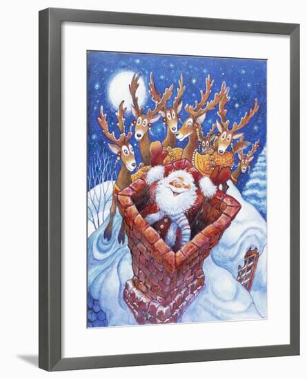 Reindeer Watch Santa Slide Down Chimney-Bill Bell-Framed Giclee Print