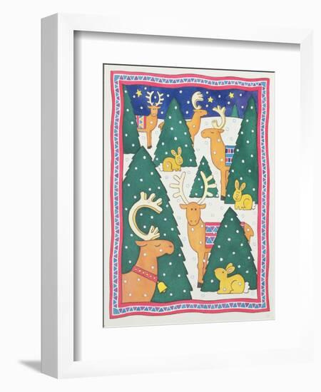 Reindeers around the Christmas Trees-Cathy Baxter-Framed Giclee Print