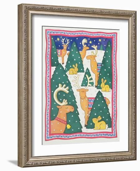 Reindeers around the Christmas Trees-Cathy Baxter-Framed Giclee Print