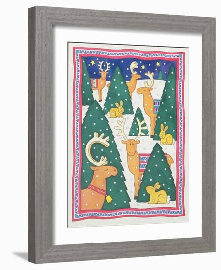 Reindeers around the Christmas Trees-Cathy Baxter-Framed Giclee Print