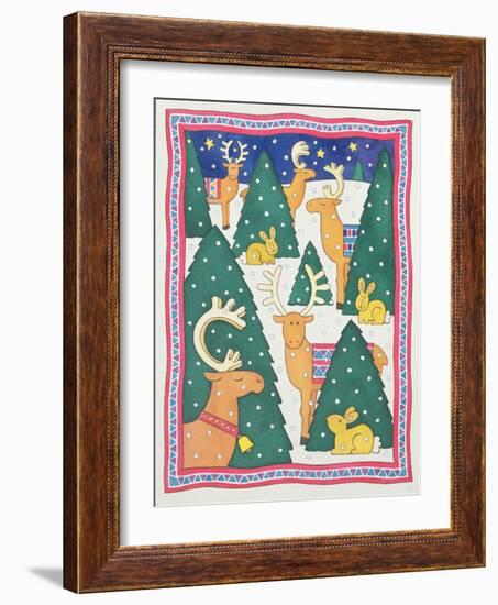 Reindeers around the Christmas Trees-Cathy Baxter-Framed Giclee Print