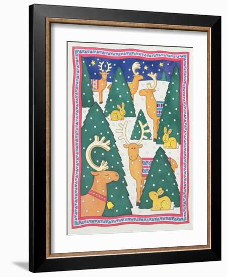 Reindeers around the Christmas Trees-Cathy Baxter-Framed Giclee Print