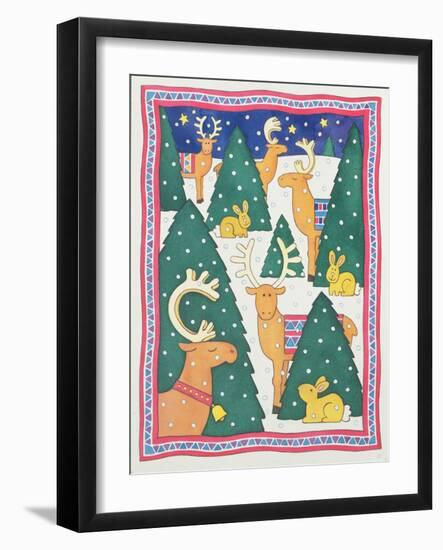 Reindeers around the Christmas Trees-Cathy Baxter-Framed Giclee Print