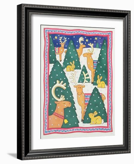 Reindeers around the Christmas Trees-Cathy Baxter-Framed Giclee Print