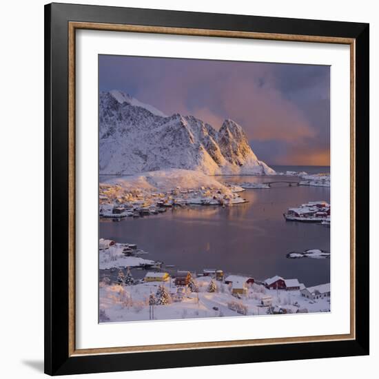 Reine' (Village), Lilandstinden, Moskenesoya (Island), Lofoten, 'Nordland' (County), Norway-Rainer Mirau-Framed Photographic Print