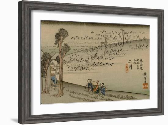 Reizgers Walk Toward a Teahouse at Futugawa-Utagawa Hiroshige-Framed Art Print