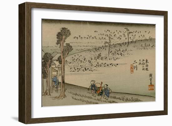 Reizgers Walk Toward a Teahouse at Futugawa-Utagawa Hiroshige-Framed Art Print