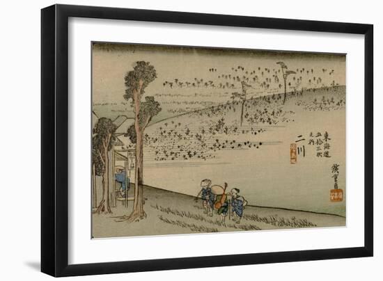 Reizgers Walk Toward a Teahouse at Futugawa-Utagawa Hiroshige-Framed Art Print