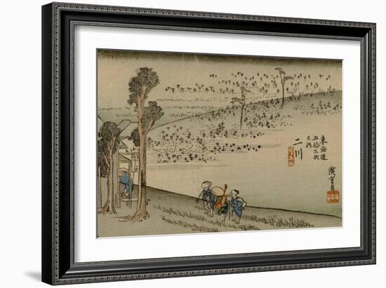 Reizgers Walk Toward a Teahouse at Futugawa-Utagawa Hiroshige-Framed Art Print