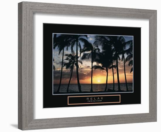 Relax - Palm Trees on Beach-Unknown Unknown-Framed Photo