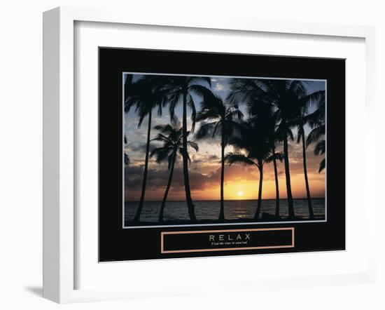 Relax - Palm Trees on Beach-Unknown Unknown-Framed Photo