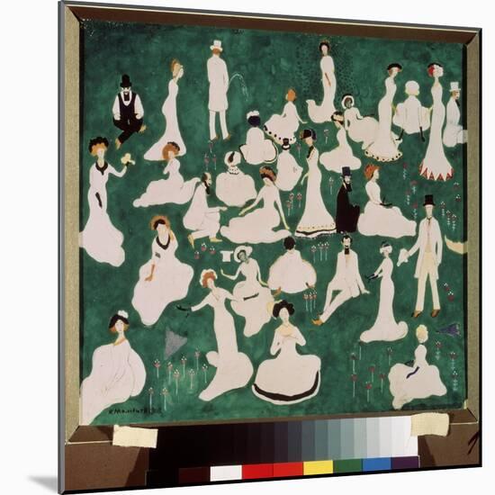 Relaxation. La Haute Societe En Chapeau Haut De Forme. (Relaxing. High Society in Top Hats). Scene-Kazimir Severinovich Malevich-Mounted Giclee Print