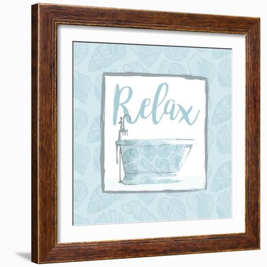 Relaxing Bath With Shells-Jace Grey-Framed Art Print