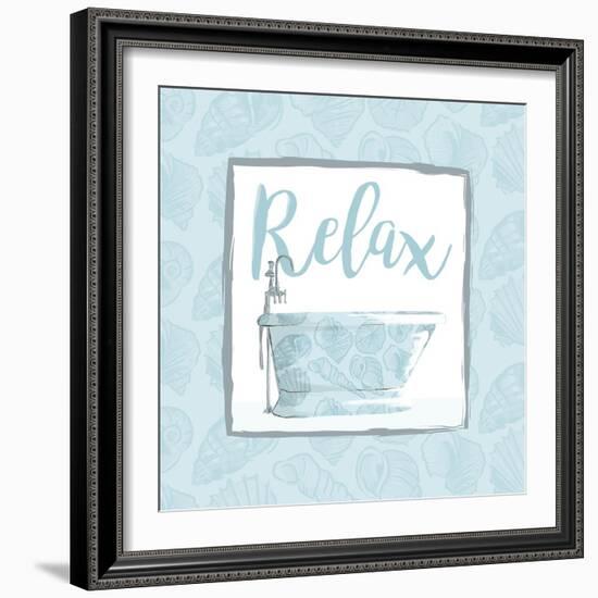 Relaxing Bath With Shells-Jace Grey-Framed Art Print