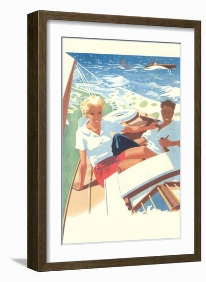 Relaxing on the Sailboat-null-Framed Art Print