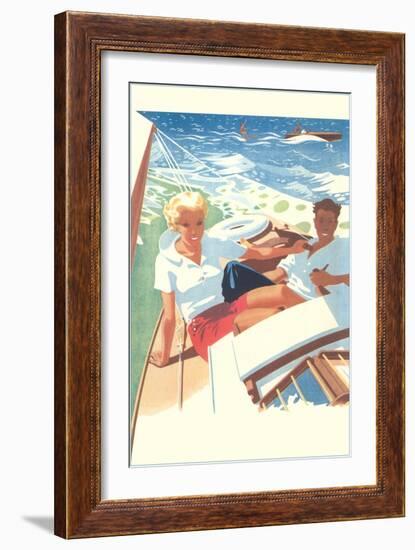 Relaxing on the Sailboat-null-Framed Art Print