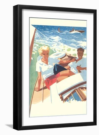 Relaxing on the Sailboat-null-Framed Art Print